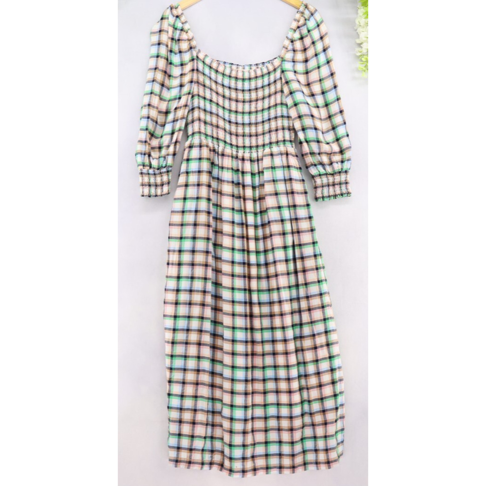 Anthropologie Multicolor Plaid Midi Dress